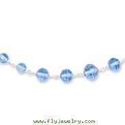 Silver-tone Blue Crystal Beaded 16" With Extension Necklace