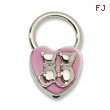 Silver-tone Cats With Crystals Pink Enamel Key Fob