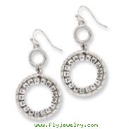 Silver-tone Clear Crystal Circle Drop Earrings