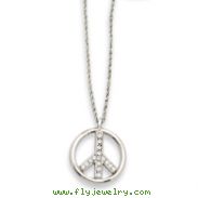 Silver-tone Crystal Peace Symbol 16" Necklace