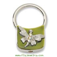 Silver-tone Dragonfly With Crystals Olive Enamel Key Fob