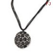Silver-tone Hammer Shell Black Wax Cord Pendant Necklace