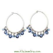 Silver-tone Light & Dark Blue Crystals Hoop Earrings