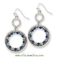 Silver-tone Light/Dark Blue Crystal Circle Drop Earrings