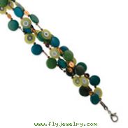 Silver-tone Multicolor Hamba Wood & Bead 7.5" Bracelet