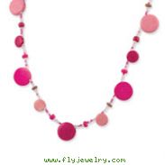 Silver-tone Pink Coconut and Acrylic Bead 16" Necklace