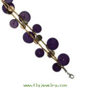 Silver-tone Purple Hamba Wood, Acrylic Bead & Sequin 7" Bracelet