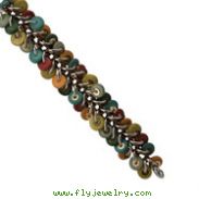 Silver/Copper-tone Multicolored Hamba Wood 7.5" Bracelet