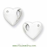 SS White Ice .01ct. Diamond Heart Earrings