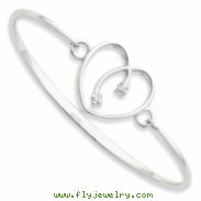 SS White Ice .06ct. Diamond Heart Bangle Bracelet