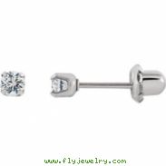 Stainless Steel 03.00 MM Polished PALLADIUM PLATED PAIR CZ E/R