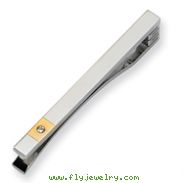 Stainless Steel 24K Gold-plating Diamond Accent Tie Bar