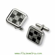 Stainless Steel Black and Grey Carbon Fiber Cuff Links