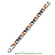 Stainless Steel Black and Orange Rubber Bracelet