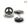 Stainless Steel Black plated Peace Symbol Cuff Links