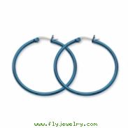 Stainless Steel Blue 42mm Hoop Earrings