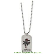 Stainless Steel Ed Hardy Thorny Rose Dog Tag Painted 24in Necklace