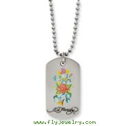 Stainless Steel Ed Hardy True To Love Dog Tag Painted 24in Necklace