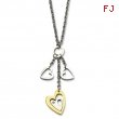 Stainless Steel IPG 24k Plating Heart w/ Polished Hearts w/CZ 22in Necklace chain