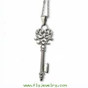 Stainless Steel Key Pendant 22in Necklace chain