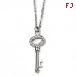 Stainless Steel Key with CZ 24in Necklace chain