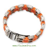 Stainless Steel Orange Rubber Bracelet
