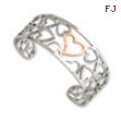 Stainless Steel Polished & Chocolate-plated Hearts Cuff Bangle