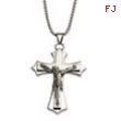 Stainless Steel Polished Crucifix Pendant 22in Necklace chain