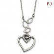Stainless Steel Polished Teardrops & Heart w/ CZ Heart 18w/1in ext Necklace chain