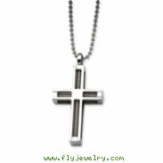 Stainless Steel Polished with Chain Cross Pendant  24 in. Necklace chain