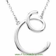 Sterling C Silver Fashion Script Initial Necklace