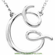 Sterling G Silver Fashion Script Initial Necklace