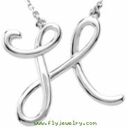 Sterling H Silver Fashion Script Initial Necklace