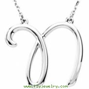 Sterling N Silver Fashion Script Initial Necklace