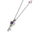 Sterling Silver & 14K Gold Amethyst And Diamond Key Necklace