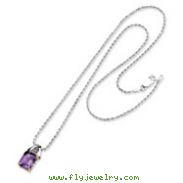 Sterling Silver & 14K Gold Amethyst And Diamond Necklace