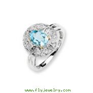 Sterling Silver & 14K Gold Sky Blue & Diamond Ring
