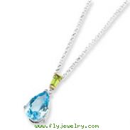 Sterling Silver & 14K Gold Sky Blue Topaz And Peridot Necklace