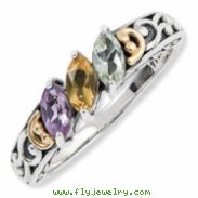 Sterling Silver & 14k Three-stone Mother's Ring Mounting ring