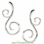 Sterling Silver & 14k White Gold Right Scroll Metal Fashion Earring