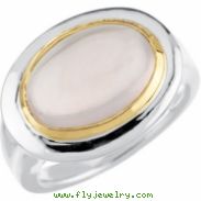 Sterling Silver & 14k Yellow Gold X Genuine Rose Quartz Ring