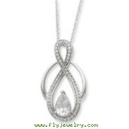 Sterling Silver & Cubic Zirconia Tear Of Strength  18" Necklace