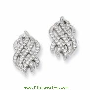 Sterling Silver & CZ Fancy Dangle Post Earrings