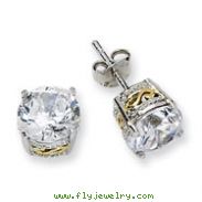 Sterling Silver & Gold-Plated 8mm CZ Stud Earrings