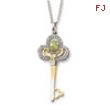 Sterling Silver & Gold-plated Aug. CZ Birthstone Key 18in Necklace