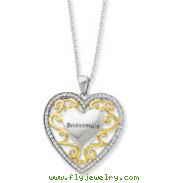 Sterling Silver & Gold-plated Cubic Zirconia Bridesmaid 18" Heart Necklace