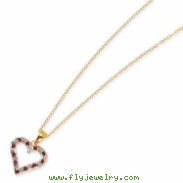 Sterling Silver & Gold-plated Dia. & Ruby 18in Heart Necklace