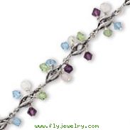Sterling Silver  Multi-Colored Crystal Bracelet
