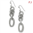 Sterling Silver & Rhodium Oval & Circle Dangle Earrings