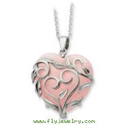 Sterling Silver & Rose Quartz Generous Heart 18" Necklace